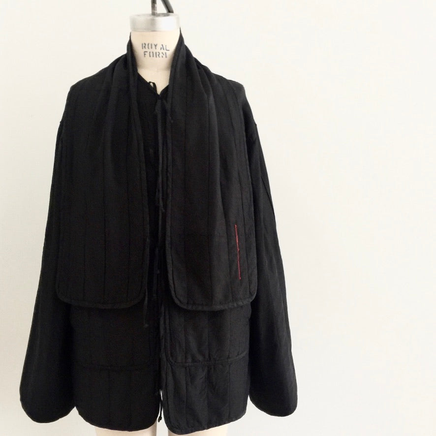 agender |  quilted silk, " tao " liner jacket with coordinating amice...black...made by order