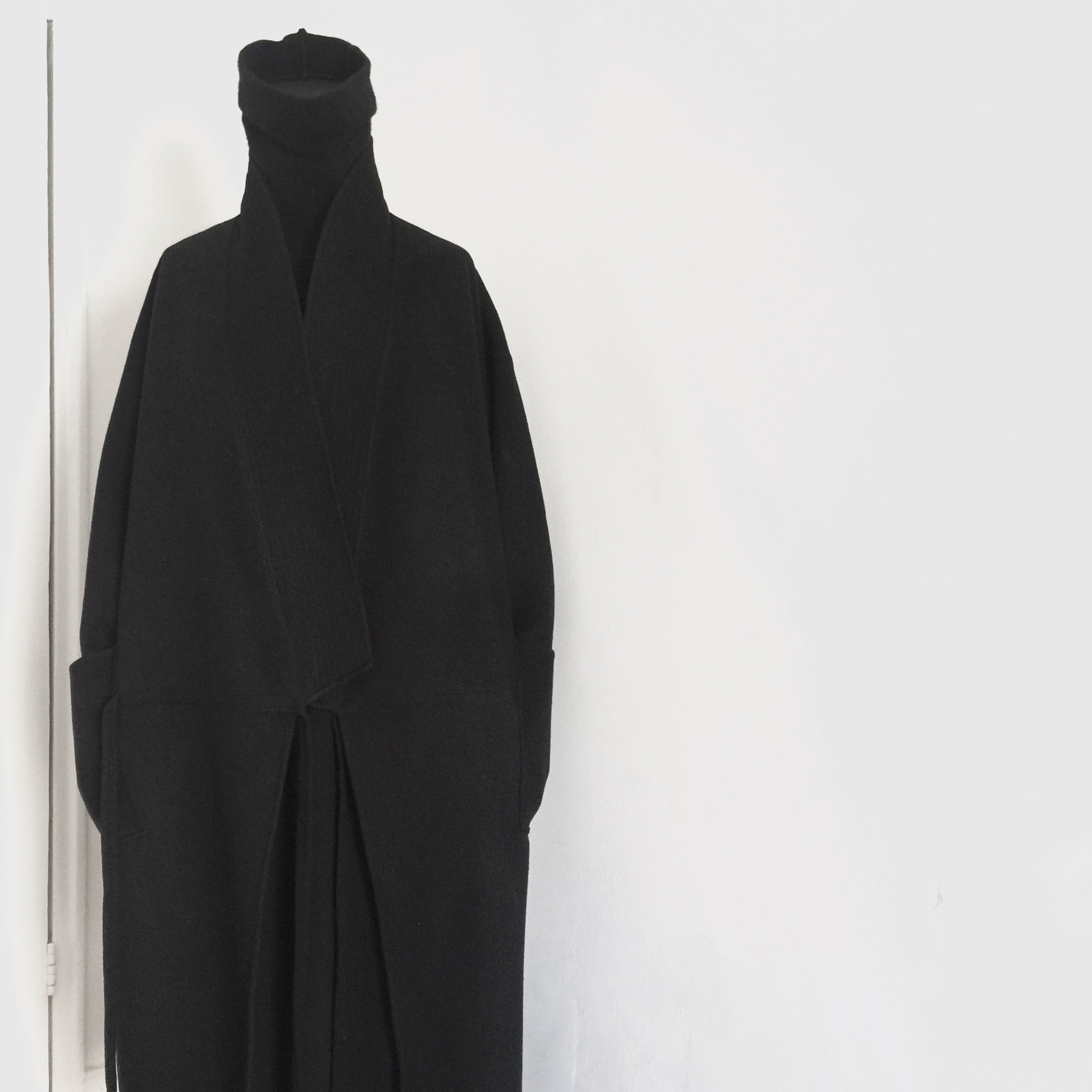 agender | double-face wool, 7/8 agender zencoat...black...made by order